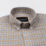 Qevan Grey Check Button Down Linen Shirt - John Ellies