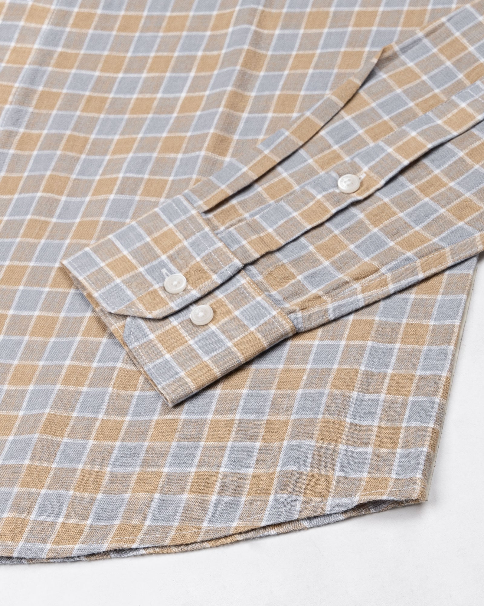 Qevan Grey Check Button Down Linen Shirt - John Ellies