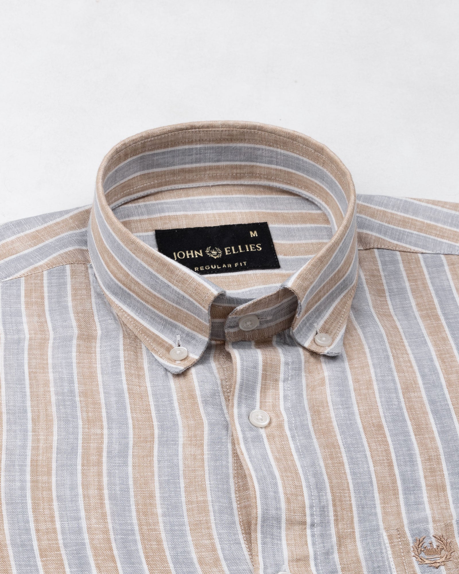 Qevan Grey Stripe Button Down Linen Shirt - John Ellies