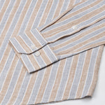 Qevan Grey Stripe Button Down Linen Shirt - John Ellies