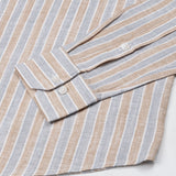 Qevan Grey Stripe Button Down Linen Shirt - John Ellies