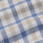 Qevan Blue Check Button Down Linen Shirt - John Ellies