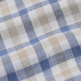 Qevan Blue Check Button Down Linen Shirt - John Ellies