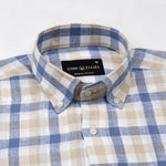 Qevan Blue Check Button Down Linen Shirt - John Ellies