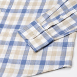 Qevan Blue Check Button Down Linen Shirt - John Ellies