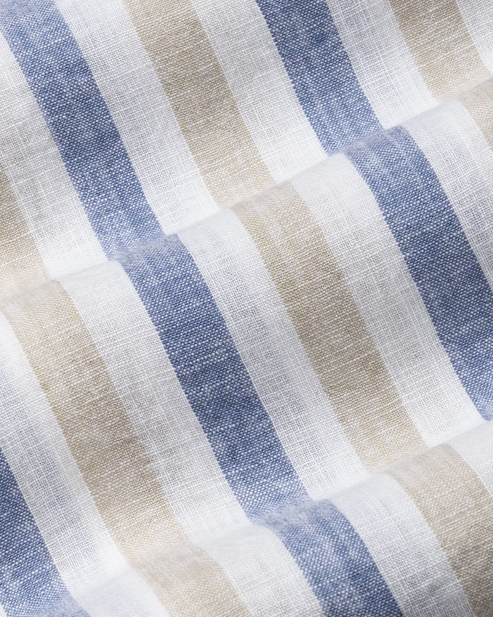 Qevan Blue Stripe Button Down Linen Shirt - John Ellies