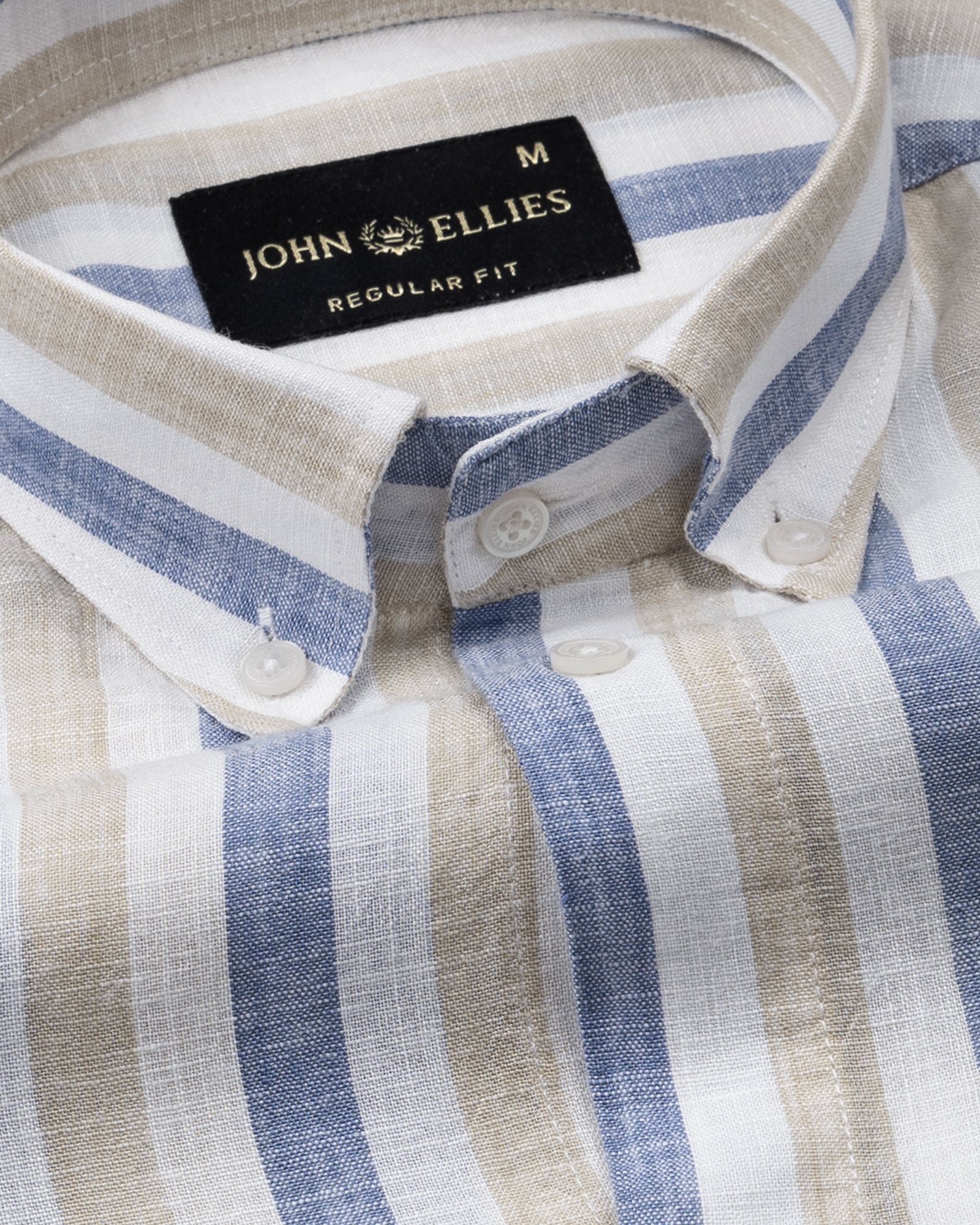 Qevan Blue Stripe Button Down Linen Shirt - John Ellies
