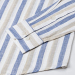 Qevan Blue Stripe Button Down Linen Shirt - John Ellies
