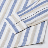 Qevan Blue Stripe Button Down Linen Shirt - John Ellies
