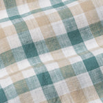 Qevan Beige And Green Check Button Down Linen Shirt - John Ellies