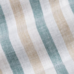 Qevan Beige And Green Stripe Button Down Linen Shirt - John Ellies