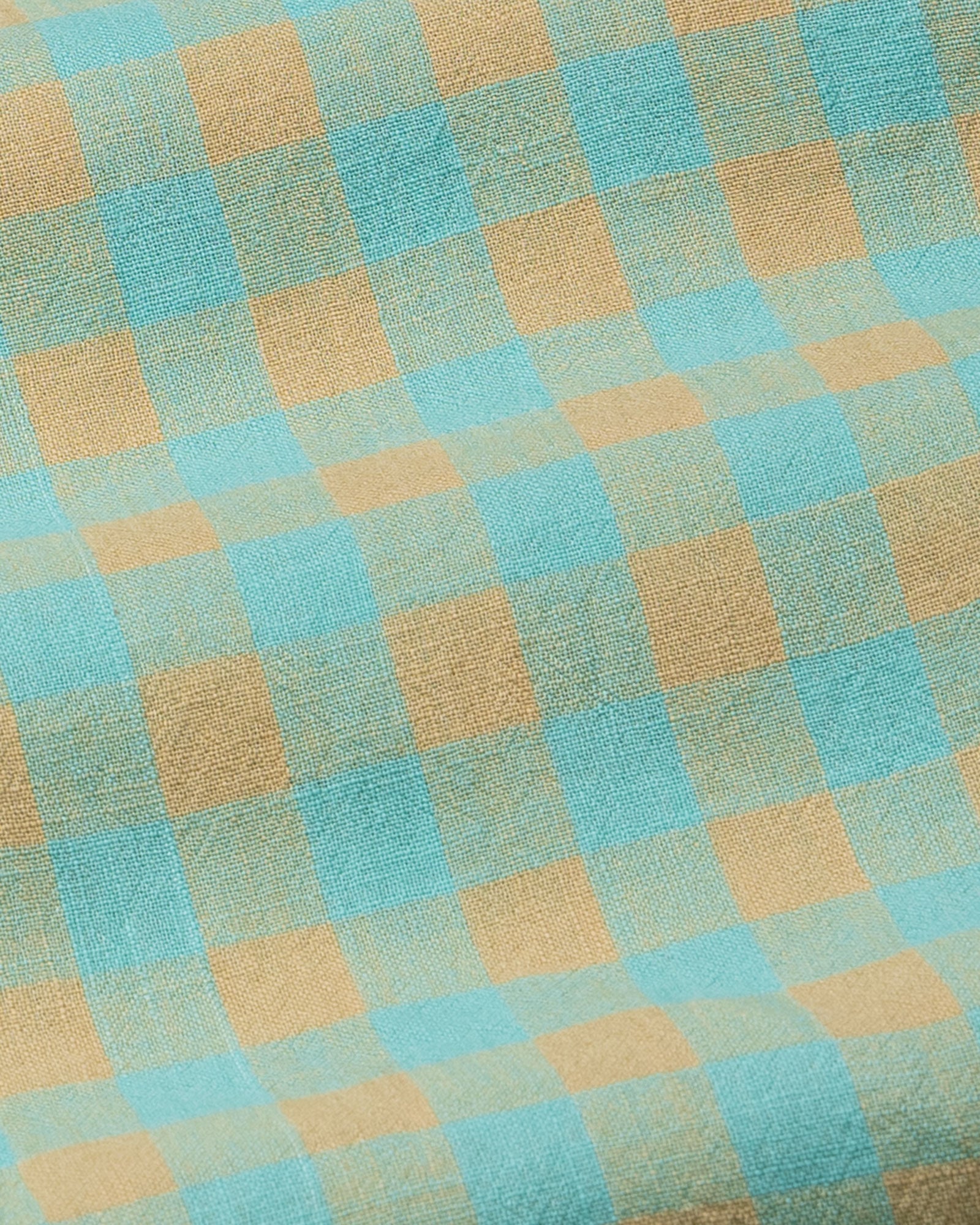Qevan Lime With Gold Check Button Down Linen Shirt - John Ellies