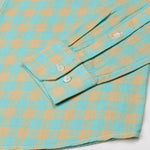 Qevan Lime With Gold Check Button Down Linen Shirt - John Ellies