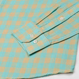 Qevan Lime With Gold Check Button Down Linen Shirt - John Ellies