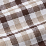 Qevan Brown Check Button Down Linen Shirt - John Ellies