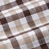 Qevan Brown Check Button Down Linen Shirt - John Ellies