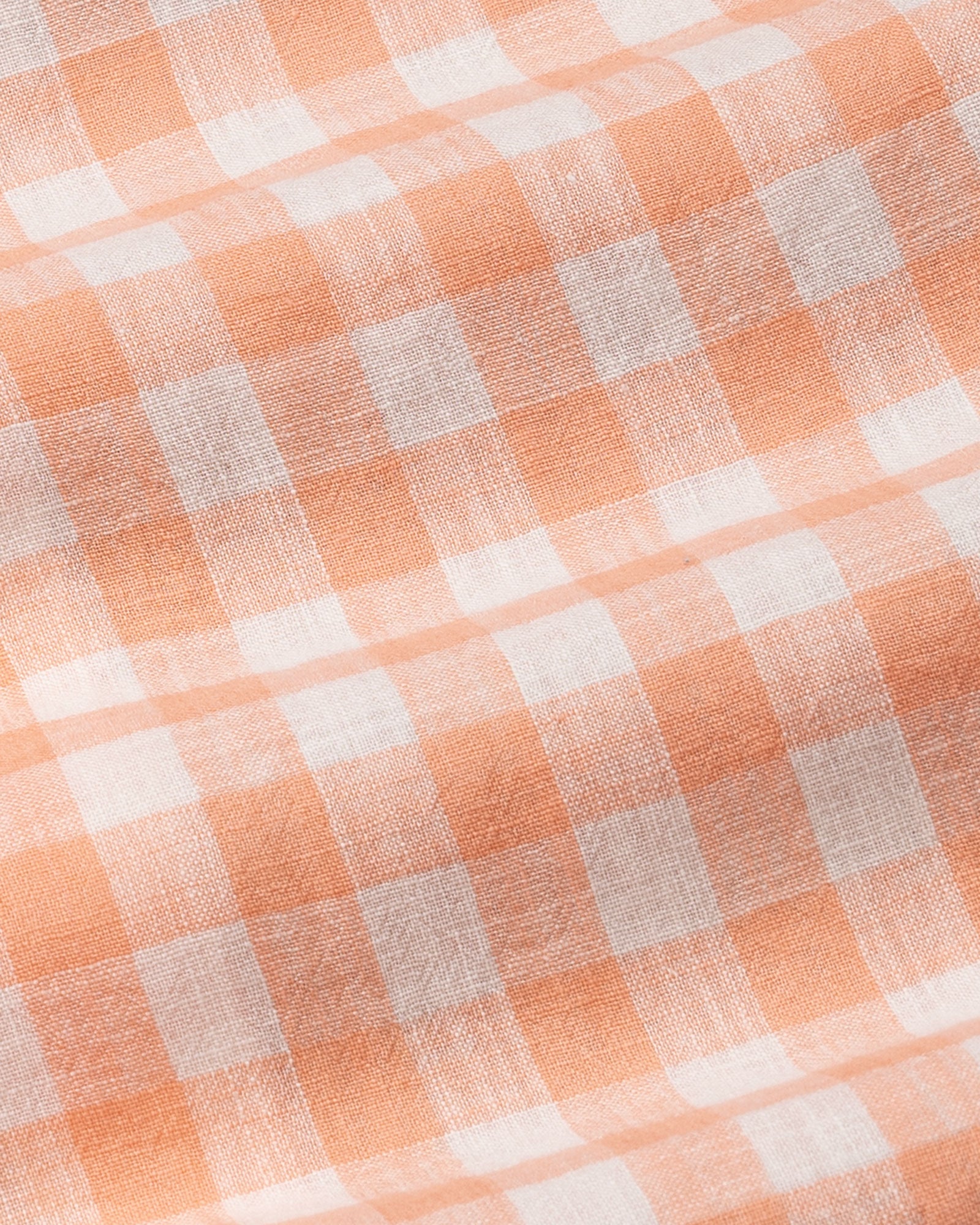 Qevan Peach Check Button Down Linen Shirt - John Ellies