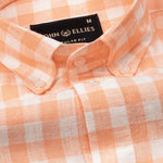 Qevan Peach Check Button Down Linen Shirt - John Ellies
