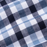 Qevan Navy Blue Check Button Down Linen Shirt - John Ellies