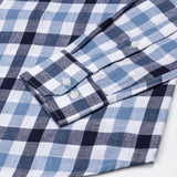 Qevan Navy Blue Check Button Down Linen Shirt - John Ellies