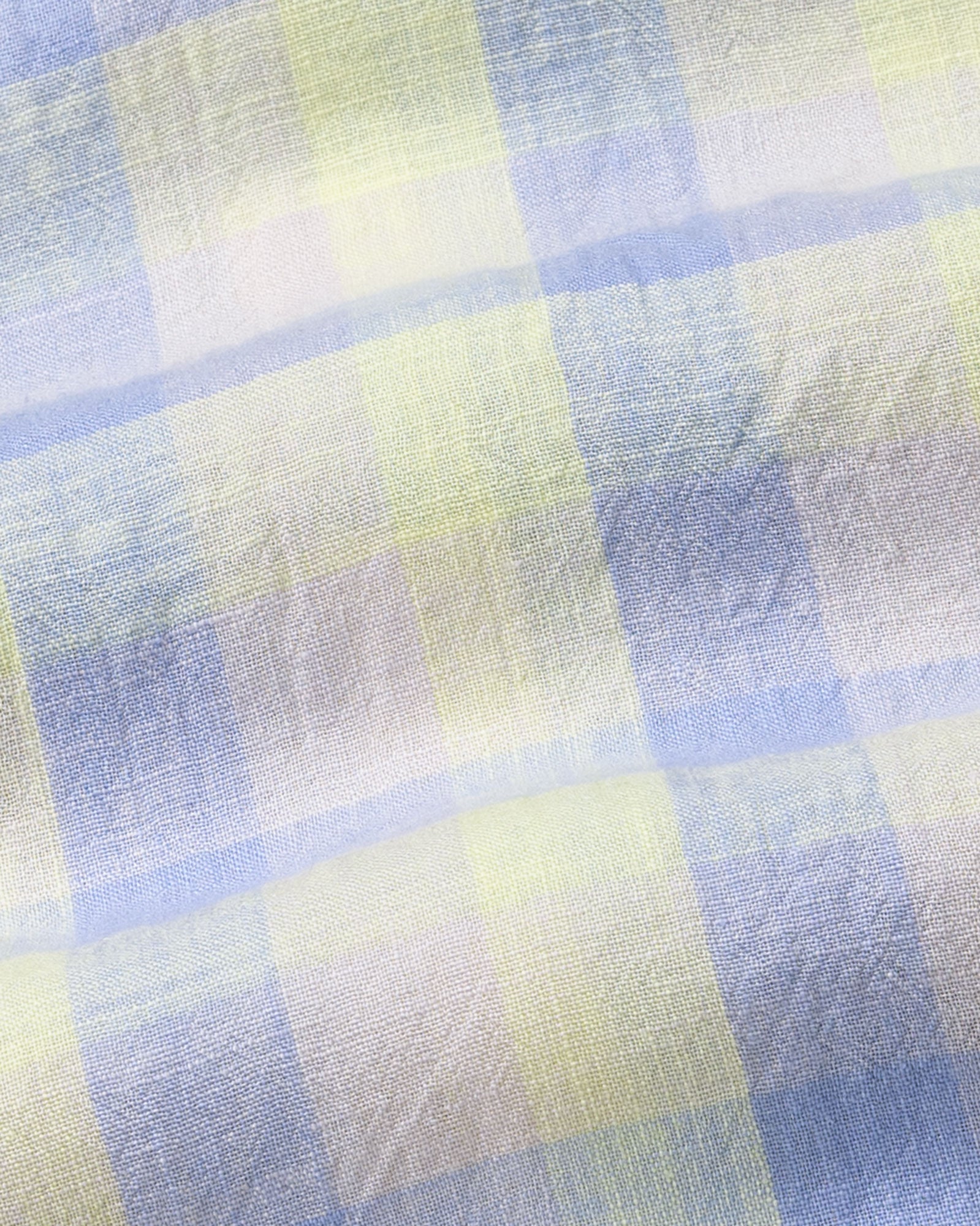 Qevan Sky Blue Check Button Down Linen Shirt - John Ellies