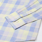 Qevan Sky Blue Check Button Down Linen Shirt - John Ellies