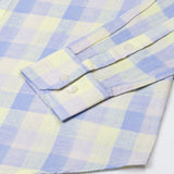 Qevan Sky Blue Check Button Down Linen Shirt - John Ellies