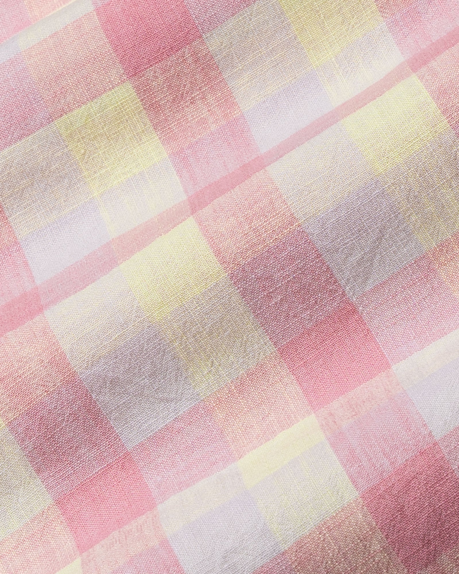 Qevan Pink Check Button Down Linen Shirt - John Ellies