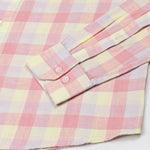 Qevan Pink Check Button Down Linen Shirt - John Ellies