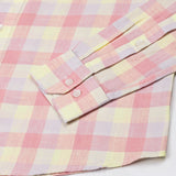 Qevan Pink Check Button Down Linen Shirt - John Ellies