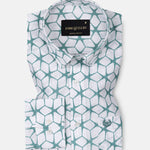 Celith Green Cube Linen Printed Shirt - John Ellies
