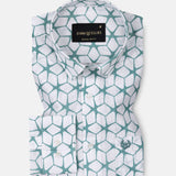 Celith Green Cube Linen Printed Shirt - John Ellies