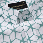 Celith Green Cube Linen Printed Shirt - John Ellies
