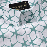 Celith Green Cube Linen Printed Shirt - John Ellies