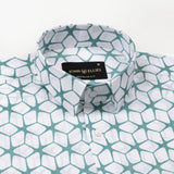 Celith Green Cube Linen Printed Shirt - John Ellies