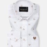 Celith White Triangle Linen Printed Shirt - John Ellies