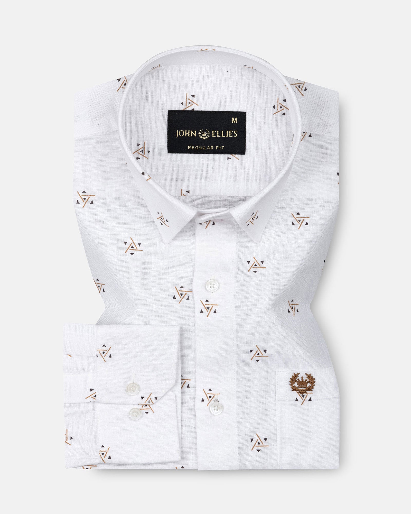 Celith White Triangle Linen Printed Shirt - John Ellies