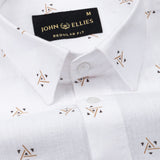 Celith White Triangle Linen Printed Shirt - John Ellies