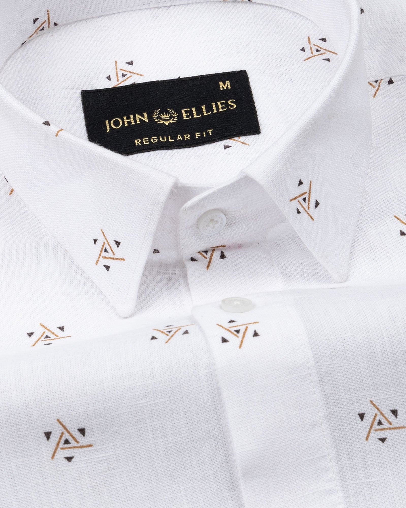 Celith White Triangle Linen Printed Shirt - John Ellies