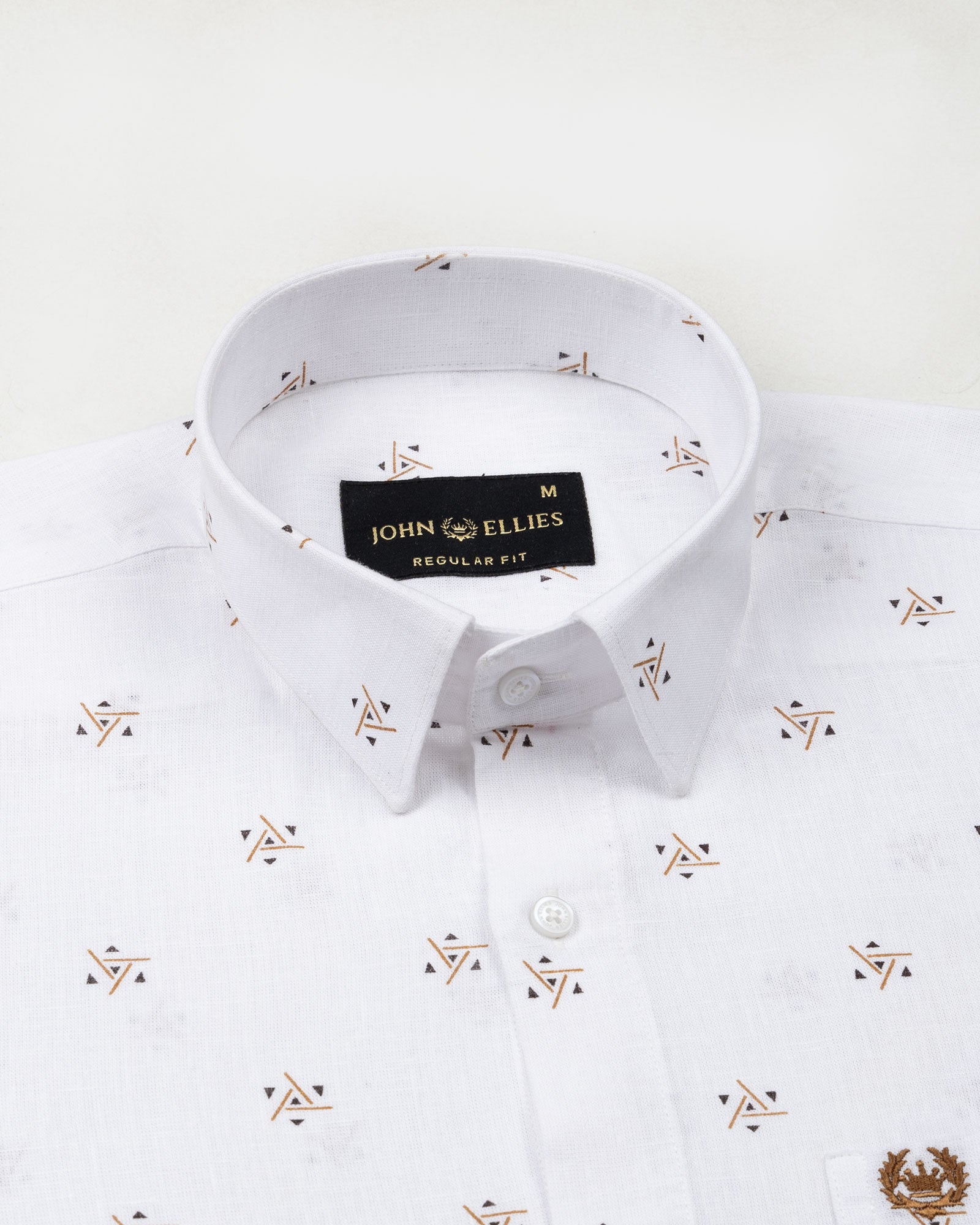 Celith White Triangle Linen Printed Shirt - John Ellies