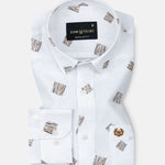 Celith White Scribble Linen Printed Shirt - John Ellies