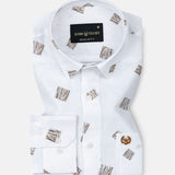Celith White Scribble Linen Printed Shirt - John Ellies