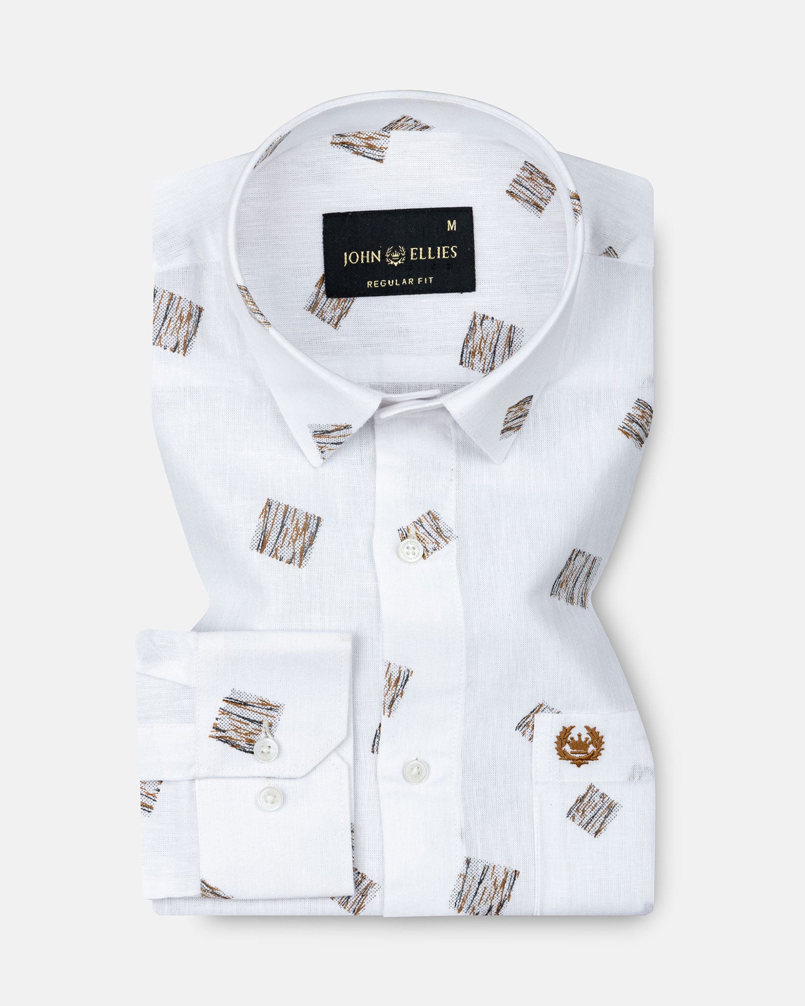 Celith White Scribble Linen Printed Shirt - John Ellies