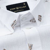 Celith White Scribble Linen Printed Shirt - John Ellies