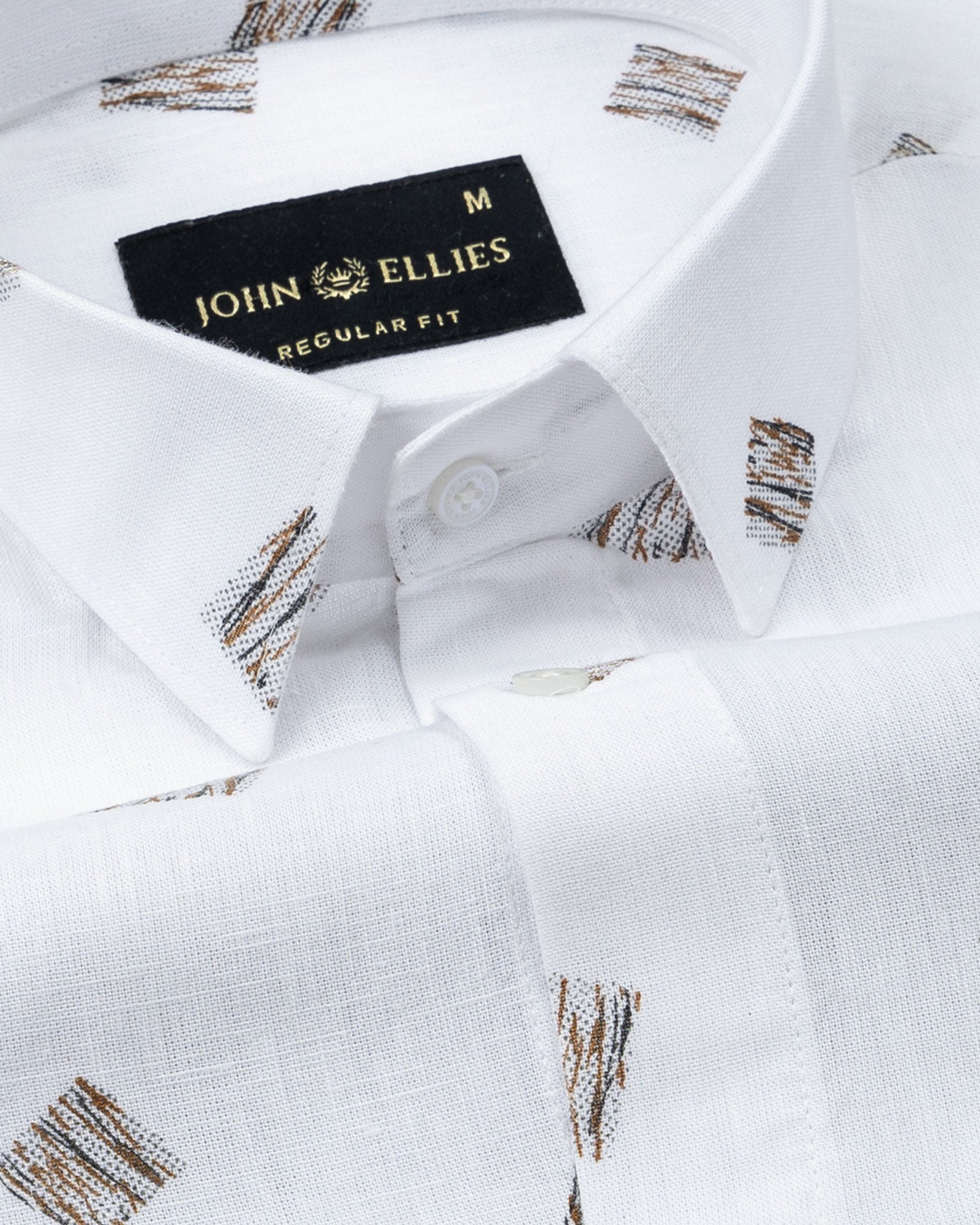 Celith White Scribble Linen Printed Shirt - John Ellies