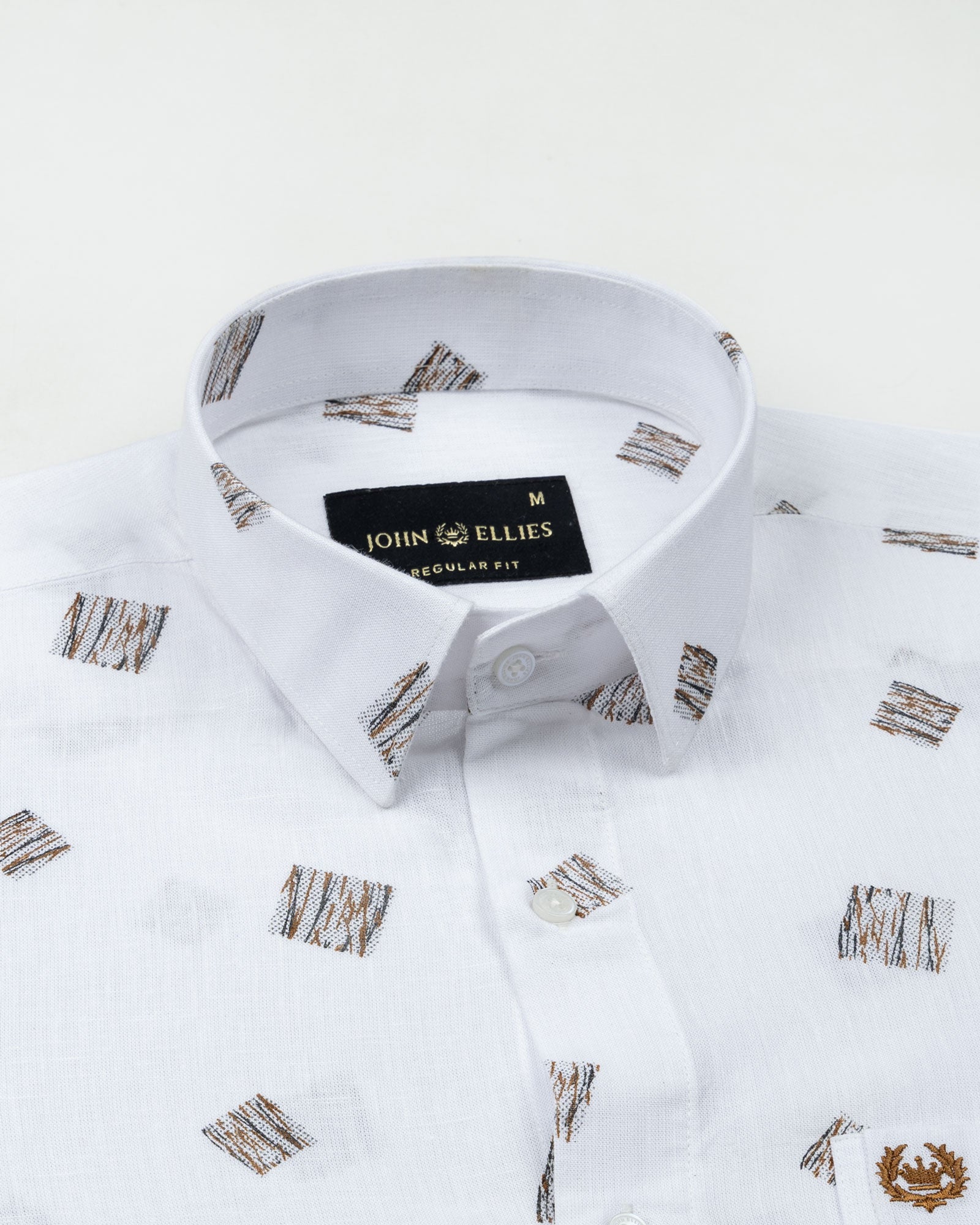 Celith White Scribble Linen Printed Shirt - John Ellies