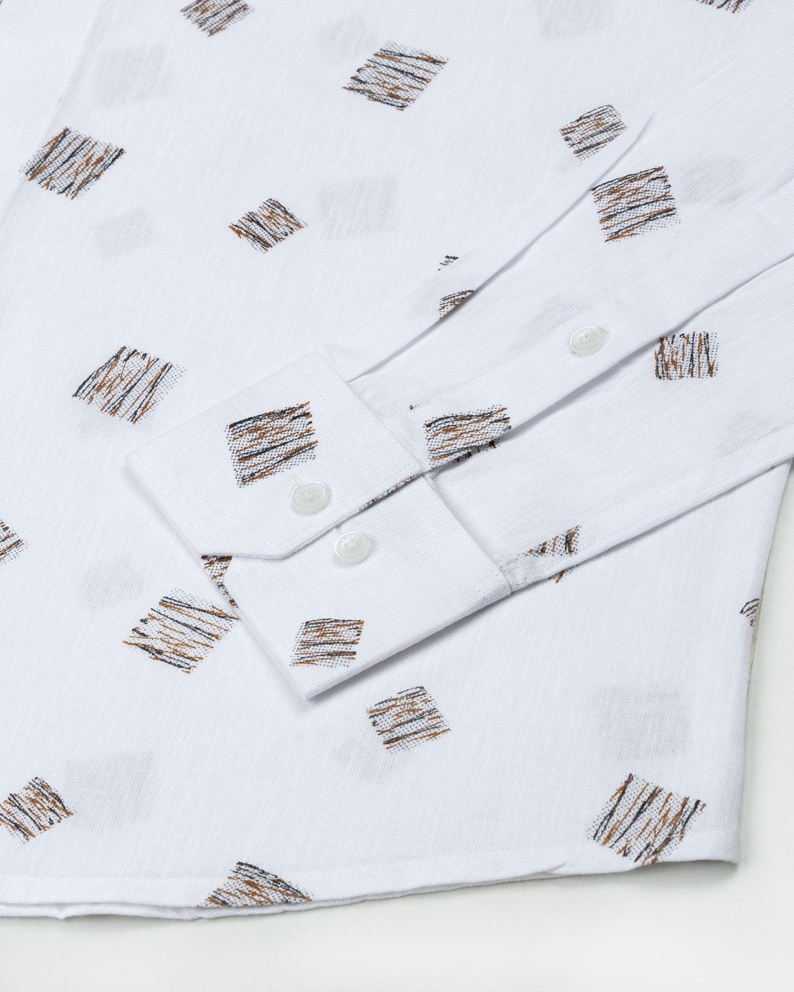 Celith White Scribble Linen Printed Shirt - John Ellies