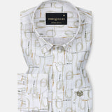 Celith Olive Abstract Linen Printed Shirt - John Ellies
