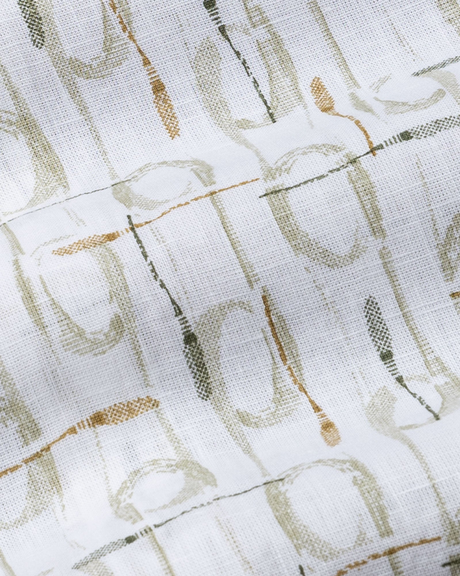 Celith Olive Abstract Linen Printed Shirt - John Ellies
