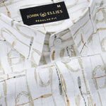 Celith Olive Abstract Linen Printed Shirt - John Ellies